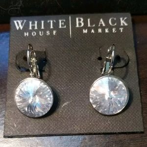 Round Crystal Lever Back Earrings. NWT